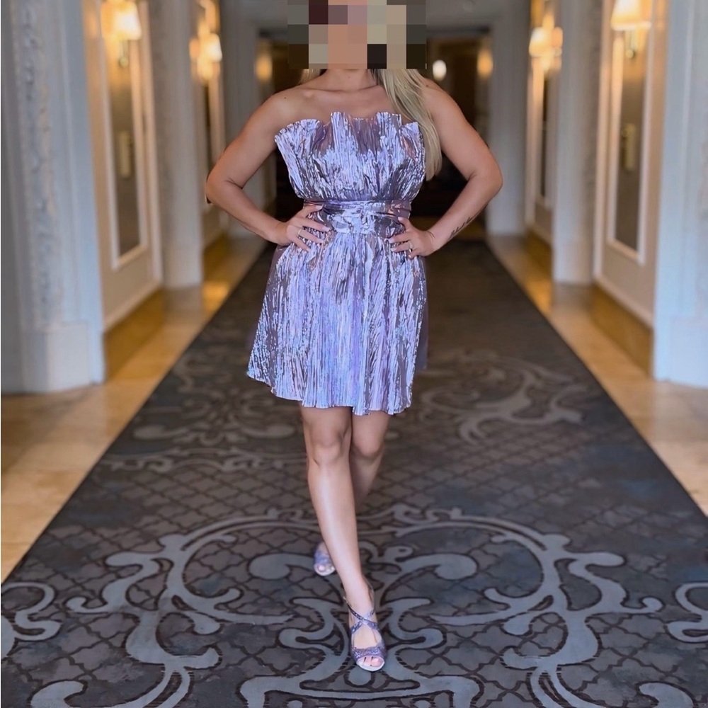 Elegant Strapless Purple Dress